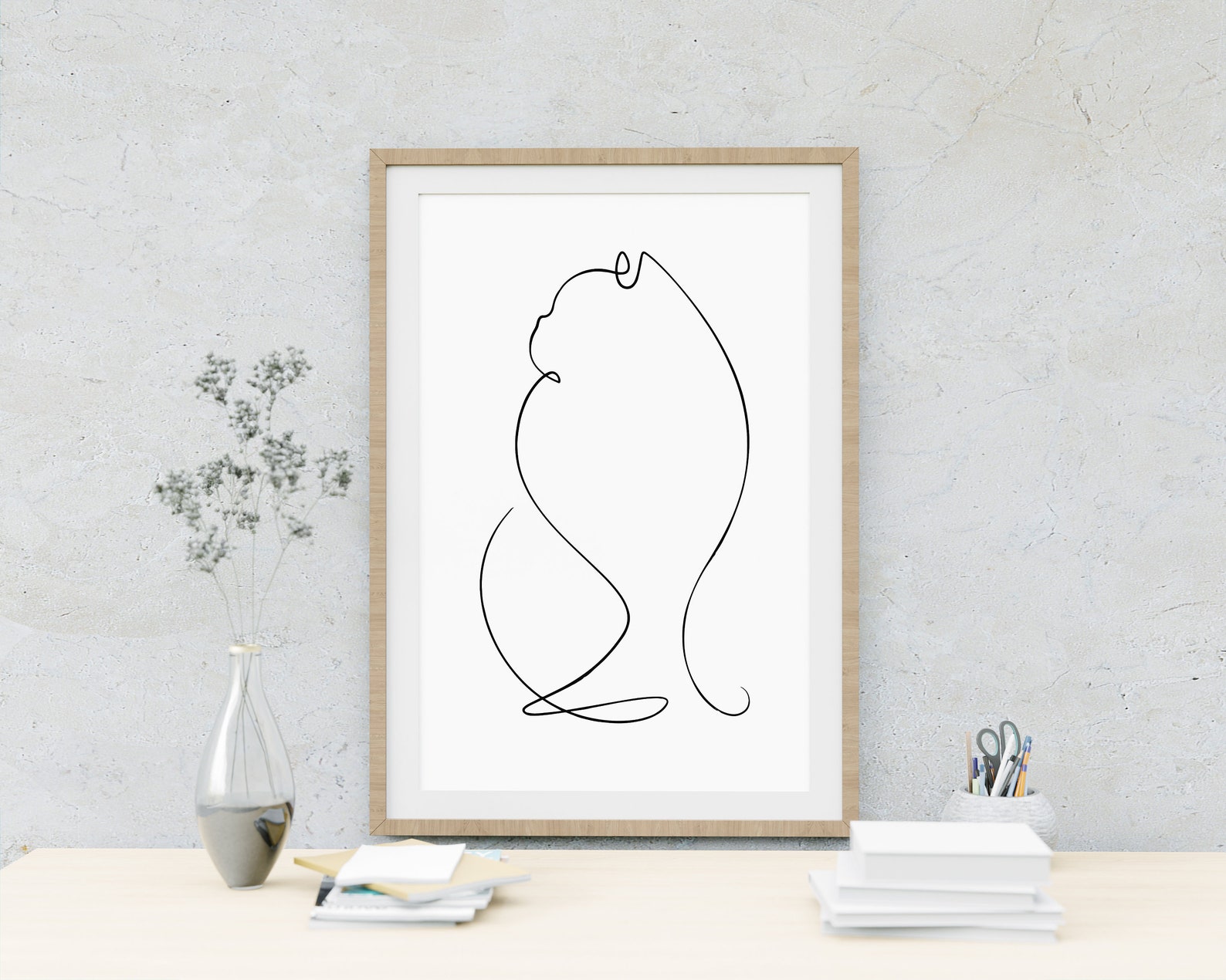 Cat Line Drawing Abstract Line Drawing Print Home Decor Etsy