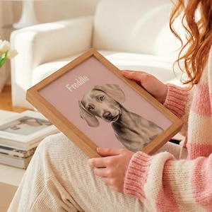 Custom dog portrait hand-illustrated in modern minimalist style from photo