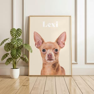Personalised pet wall art displayed elegantly in a modern bedroom interior
