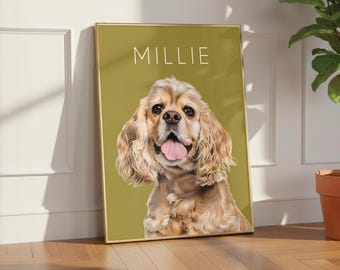Custom Pet Portrait From Photo | Personalised Dog Cat Gift | Pet Lover Wall Art | Framed Print | Canvas | Digital Download | Dog Mum