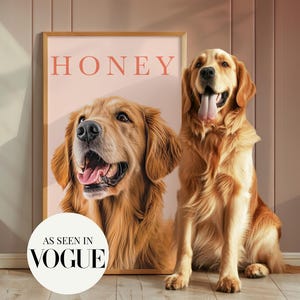 Pet Portrait Custom Digital Dog & Cat Portraits Personalized Pet Art Drawing Poster Gift