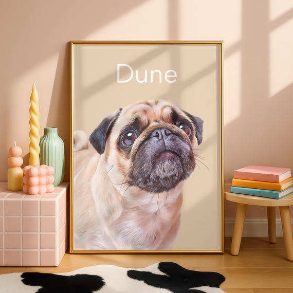 Custom Pet Wall Art From Photo | Personalised Dog Cat Canvas Print | Pet Portrait Home Décor | Digital Download or Framed