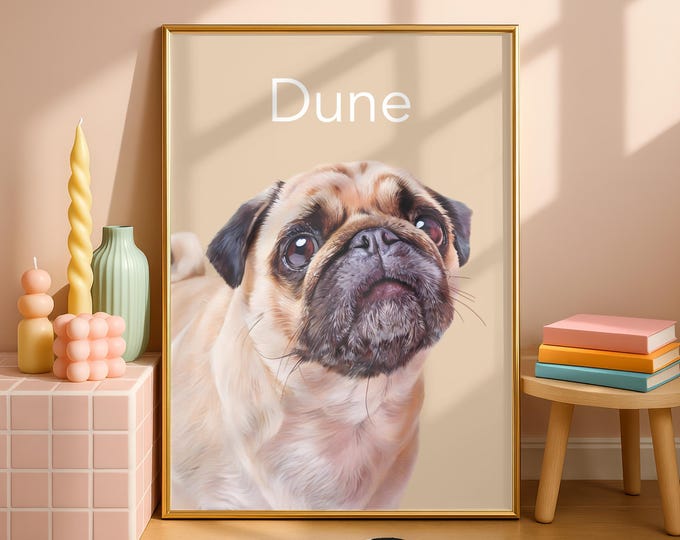 Custom Pet Wall Art From Photo | Personalised Dog Cat Canvas Print | Pet Portrait Home Décor | Digital Download or Framed