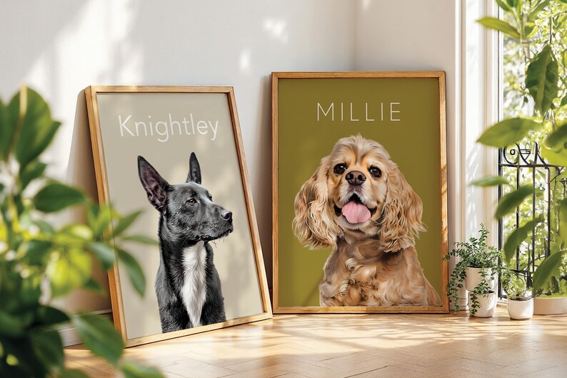 Custom illustrated dog and cat portrait as a unique couples gift