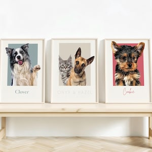 Ritratto personalizzato del tuo animale domestico da foto - Arte commemorativa personalizzata per animali domestici, file digitale o poster stampato, regalo unico per proprietari di cani e gatti