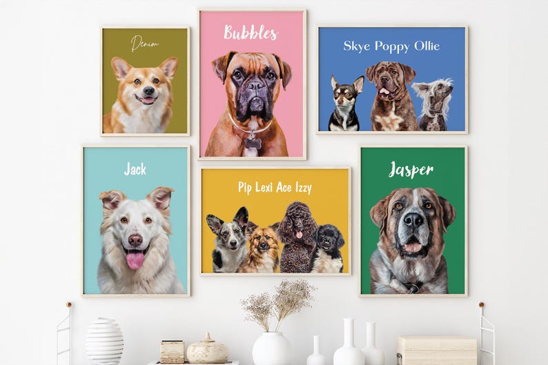 Modern minimalist dog portrait as a birthday gift for pet lovers
