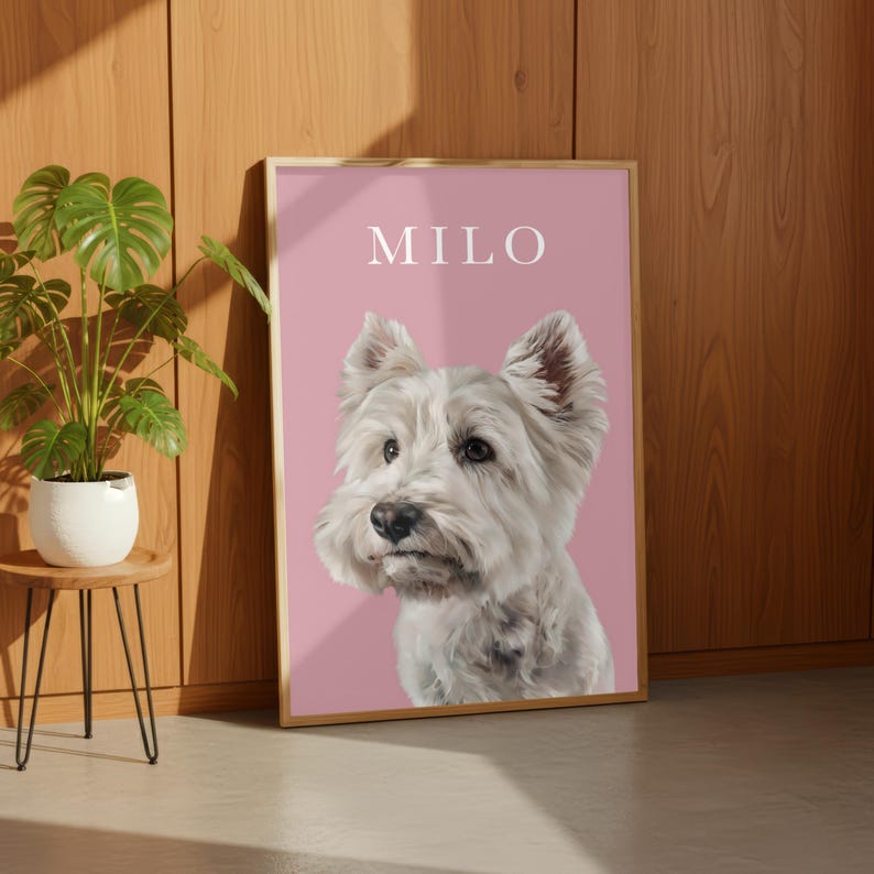 Custom pet portrait digital download high resolution PNG from photo
