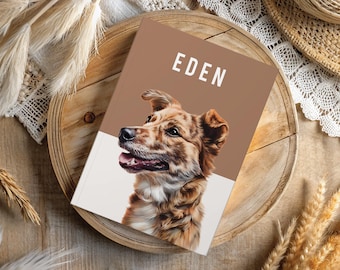 Caderno personalizado com retrato do seu pet | Diário personalizado para cães e gatos a partir de fotos | Presente de papelaria para amantes de animais | Diário personalizado para pets