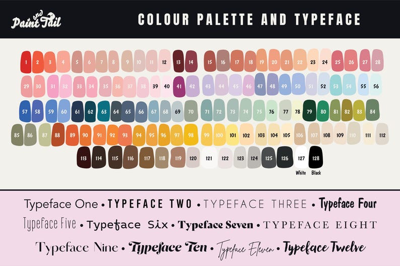 Colour palette and font selection guide for personalising pet portrait