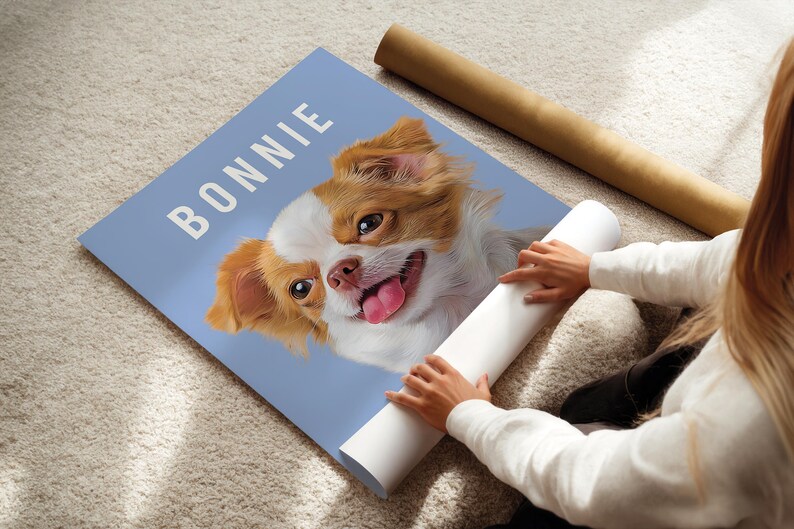 Multiple pet portrait combining dog and cat into one seamless artwork