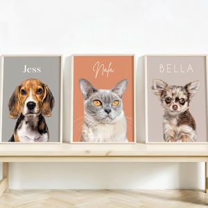 Custom Pet Portrait from Photo – Personalized Pet Memorial Art, Digital File or Printed Poster, Unique Pet Gift for Dog & Cat Lovers