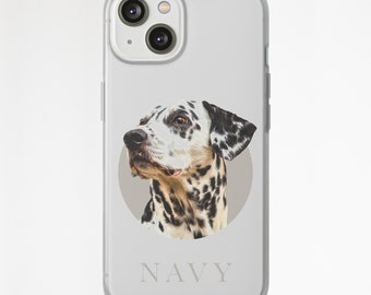 Étui pour iPhone 14 13 12 Pro Max Plus, portrait d'animal de compagnie, portrait d'animal de compagnie, photo transparente personnalisée, Samsung Galaxy