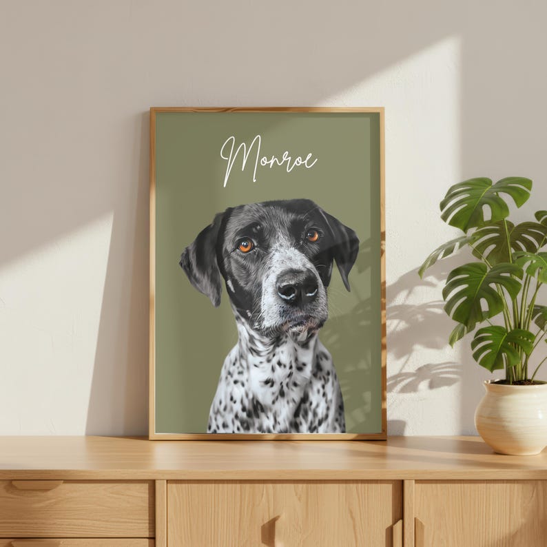 Custom Pet Wall Art From Photo | Personalised Dog Cat Canvas Print | Pet Portrait Home Décor | Digital Download or Framed image 2