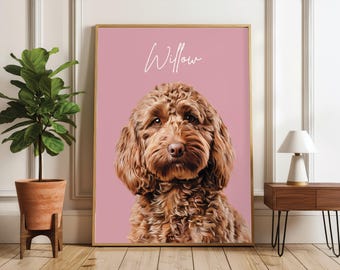 Personalised Pet Portrait Gift | Custom Dog Cat Print From Photo | Dog Mum Cat Mum Present | Framed, Canvas or Digital Download