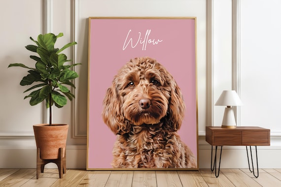 Personalised Pet Portrait Gift | Custom Dog Cat Print From Photo | Dog Mum Cat Mum Present | Framed, Canvas or Digital Download