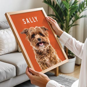 Personalised pet portrait canvas print in FSC-certified cotton-polyester