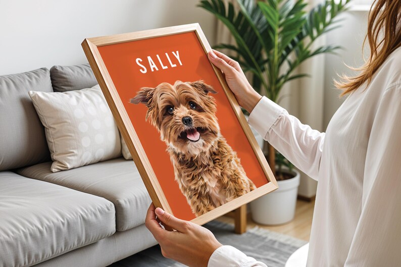 Personalised pet portrait canvas print in FSC-certified cotton-polyester