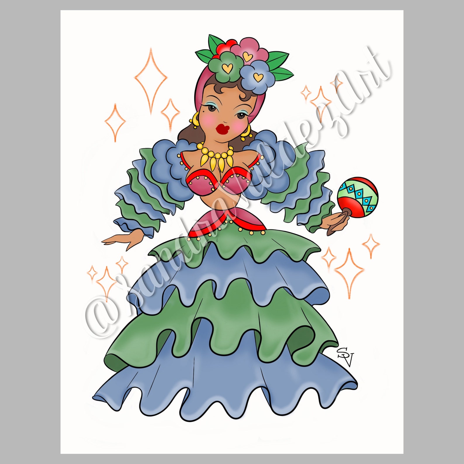 Mambo Rumba Pin Up Rumbera Babe Art Print 8.5x11 | Etsy