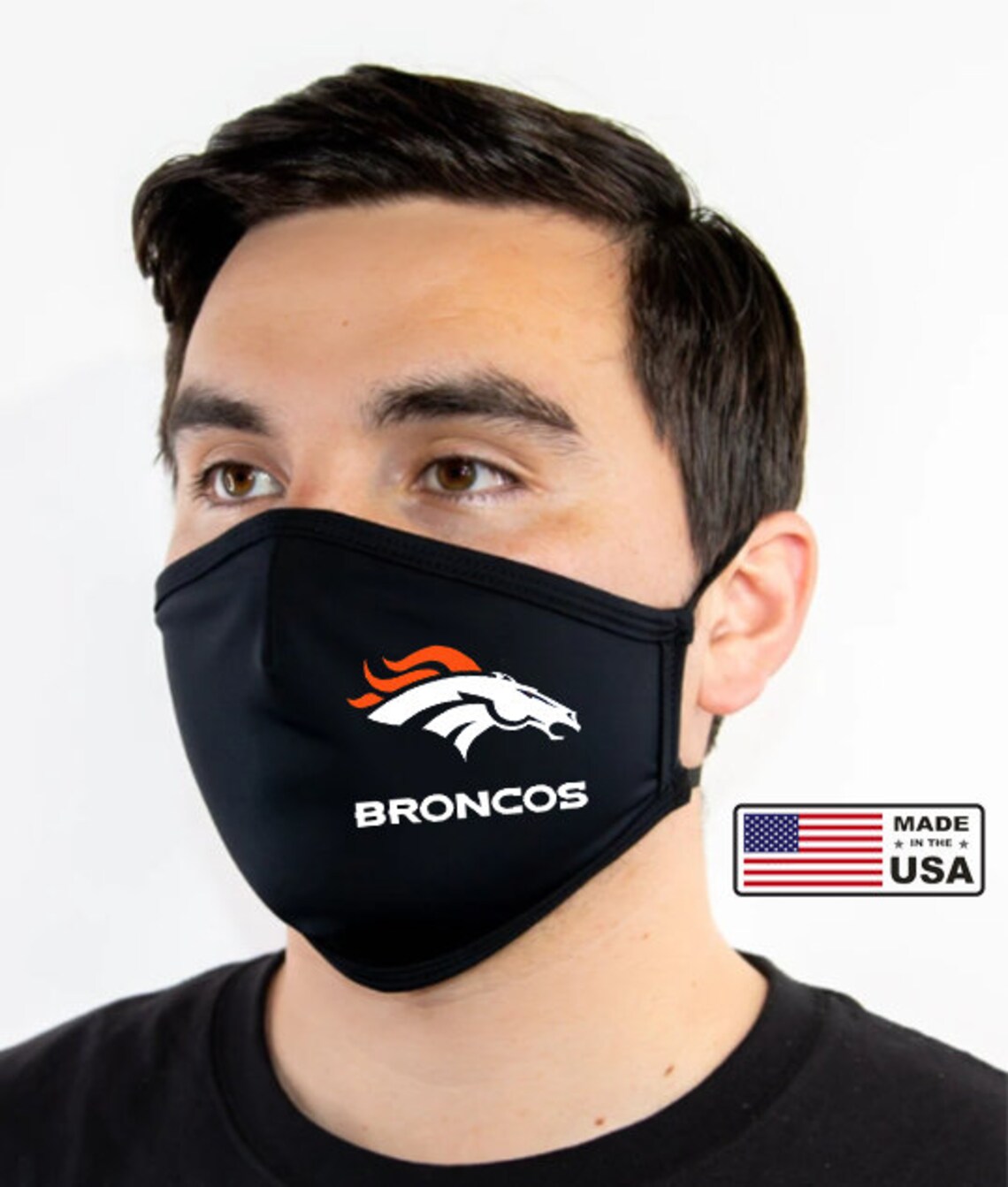 Denver Broncos face mask Made in USA Broncos mask Etsy