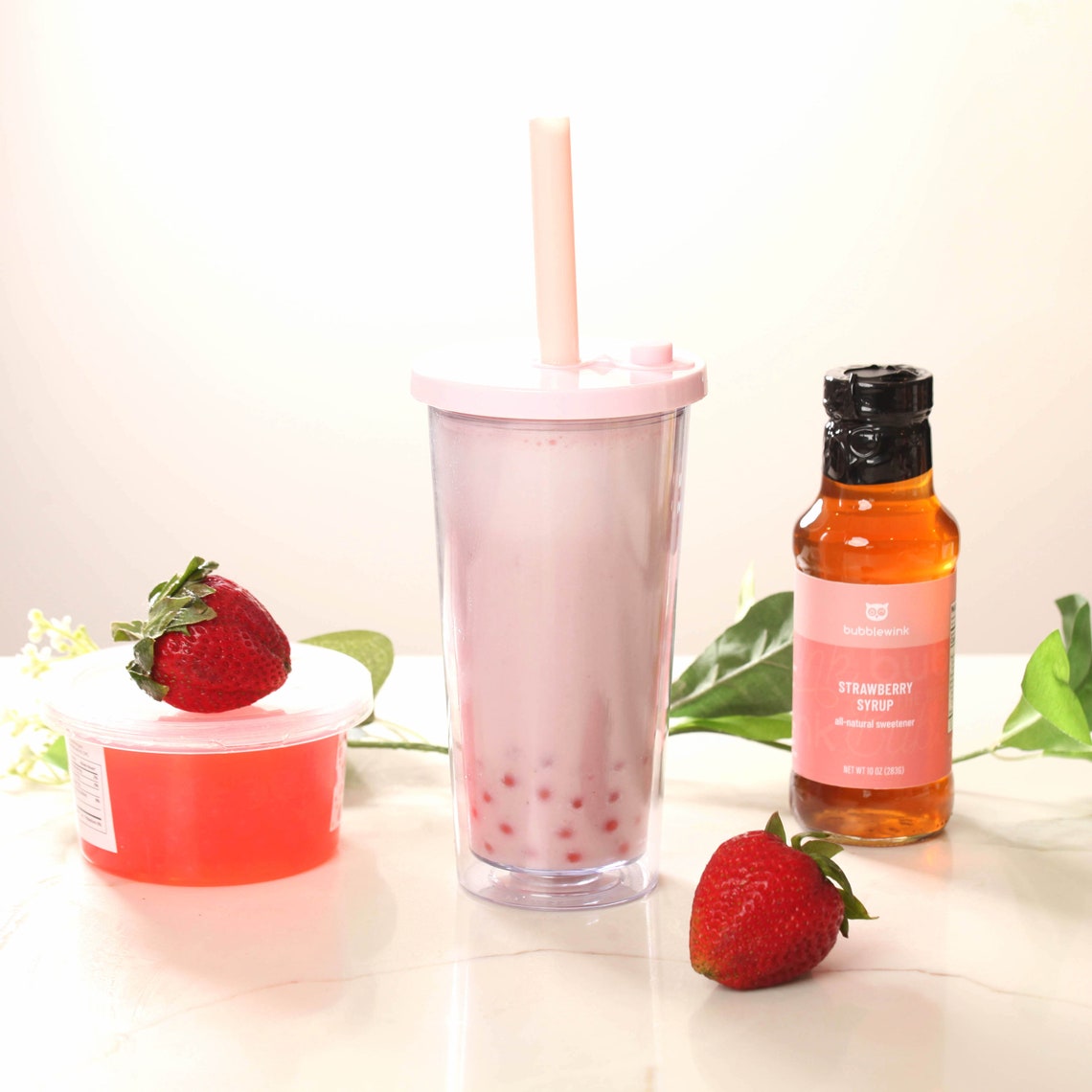Premium Bubble Tea Kit Strawberry Syrup & Strawberry Popping Etsy