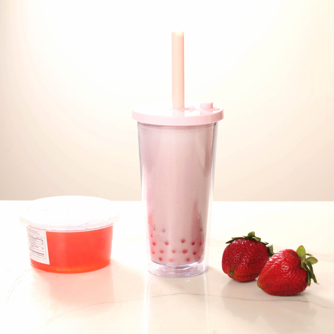 Premium Bubble Tea Kit Strawberry Syrup & Strawberry Popping Etsy
