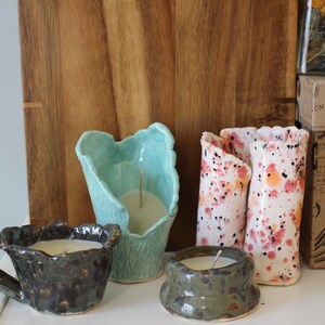 Blue textured Handmade Ceramic Candle