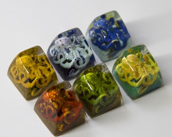 Handmade Kraken Artisan SA and DOM keycap for MX keyboard, Kraken keycap, Octopus Keycaps
