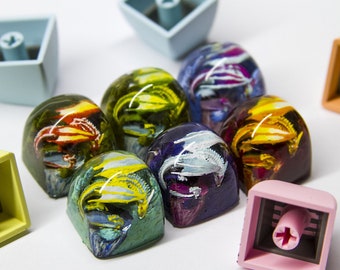 Handmade Dragon Artisan SA and DOM keycap for MX keyboard, Dragon keycap, Rathian Keycaps
