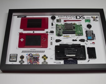 Framed Nintendo DS Lite NDSL Pokemon Disassembled Game Console Tear Down Wall Art Gifts for Friends Wall Decor Home Decor GIRATINA
