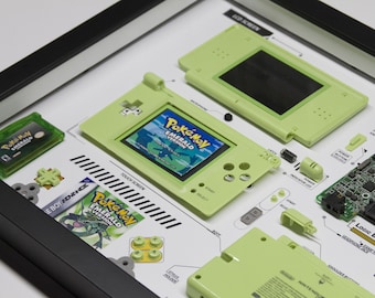 CUSTOM Framed Nintendo DS Lite NDSL Pokemon Disassembled Game Console Tear Down Wall Art Gifts for Friends Decor Home Decor Gift.