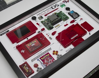 Framed Nintendo DS Lite NDSL Pokemon Disassembled Game Console Tear Down Wall Art Gifts for Friends Wall Decor Home Decor  GROUDON