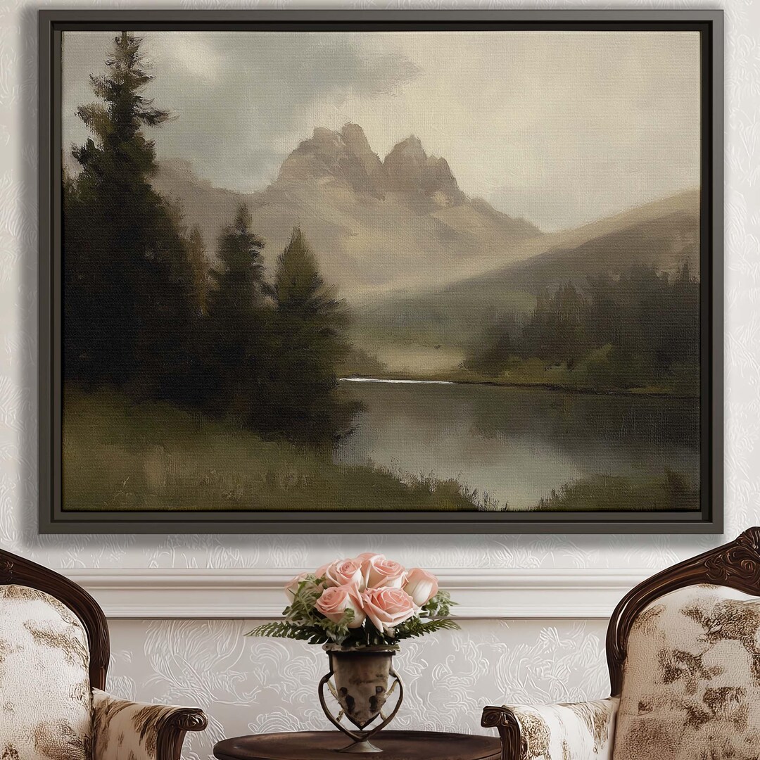Forest Lake Wall Art | Nature Canvas Print | Rustic Landscape Oil ...