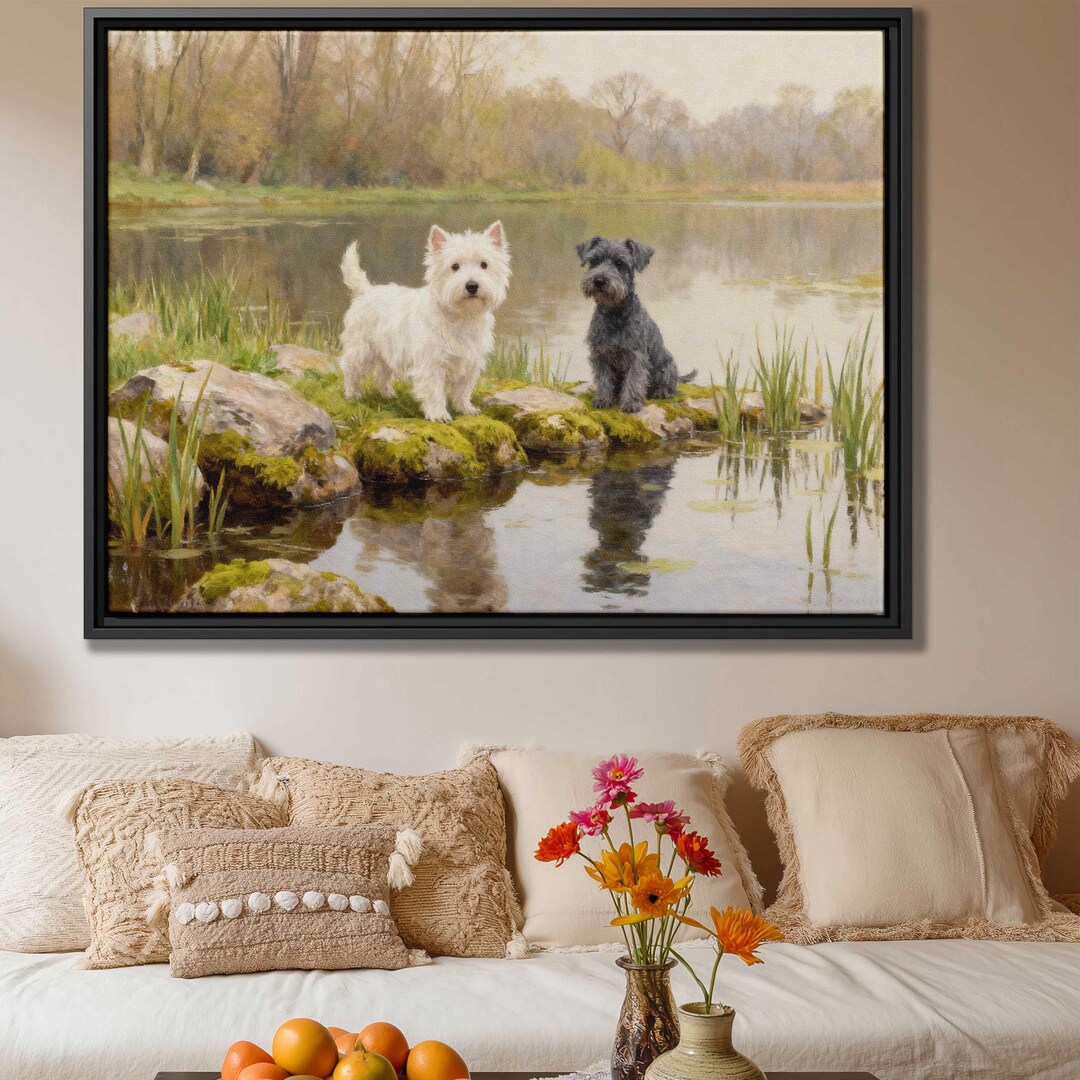 Oil Painting Dog West Highland White Terrier Canvas Print Art Style ...