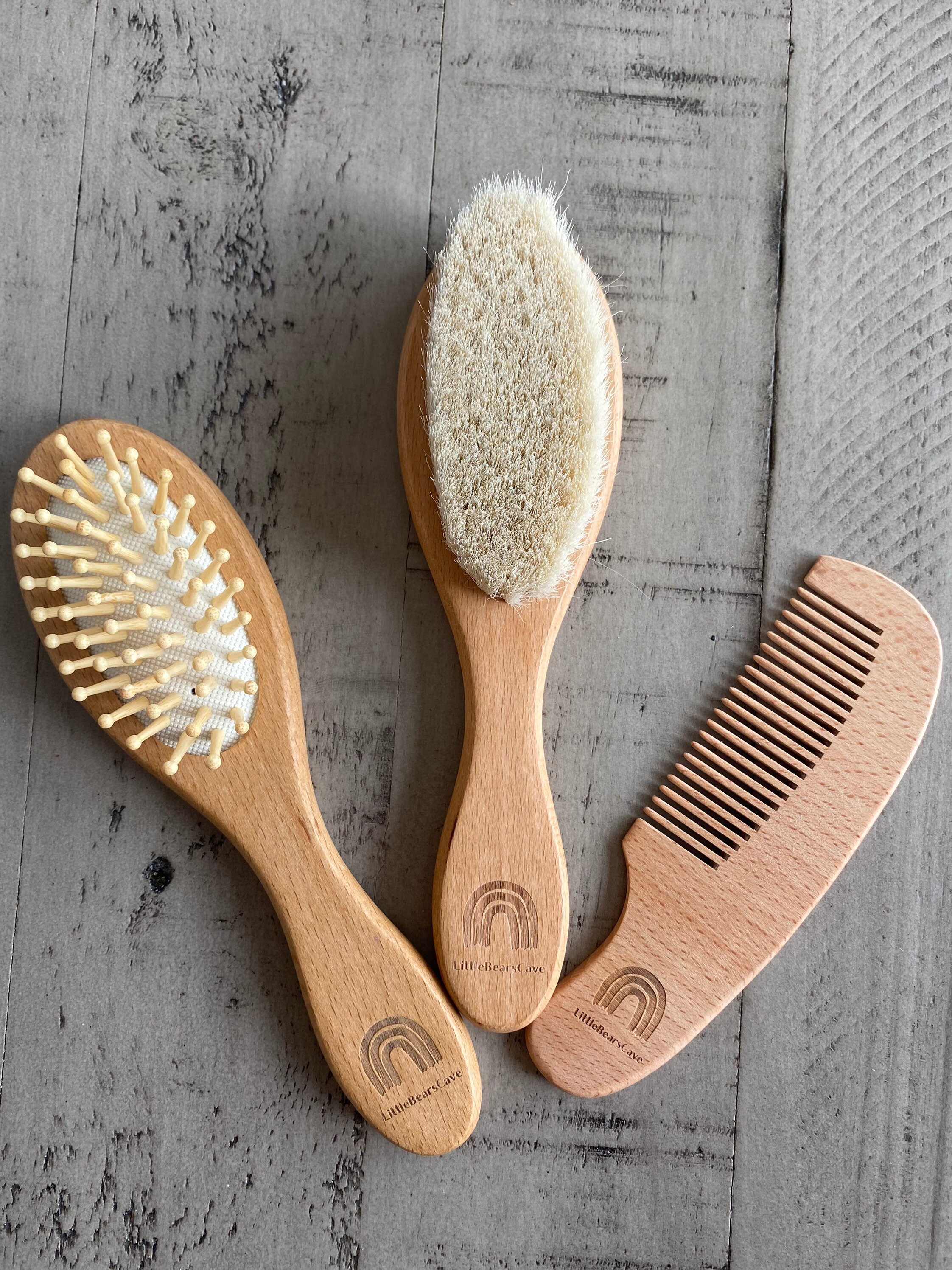 Baby Soft Brush Set Wooden Brush Set Babys 1st Brush Etsy