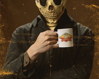 Naughty! Coffee mug featuring one of our Kinky XXX Adult Merit Badge original designs.  18+ only