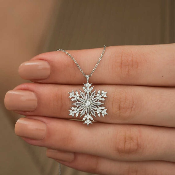 EUDORA Sterling Silver Snowflake Pendant Necklace Elegant Snow Gift for  Women, 18