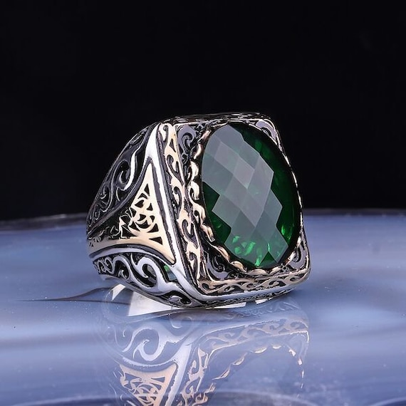 Men Sterling Silver Turquoise Ring Natural Turquoise Ring for Men