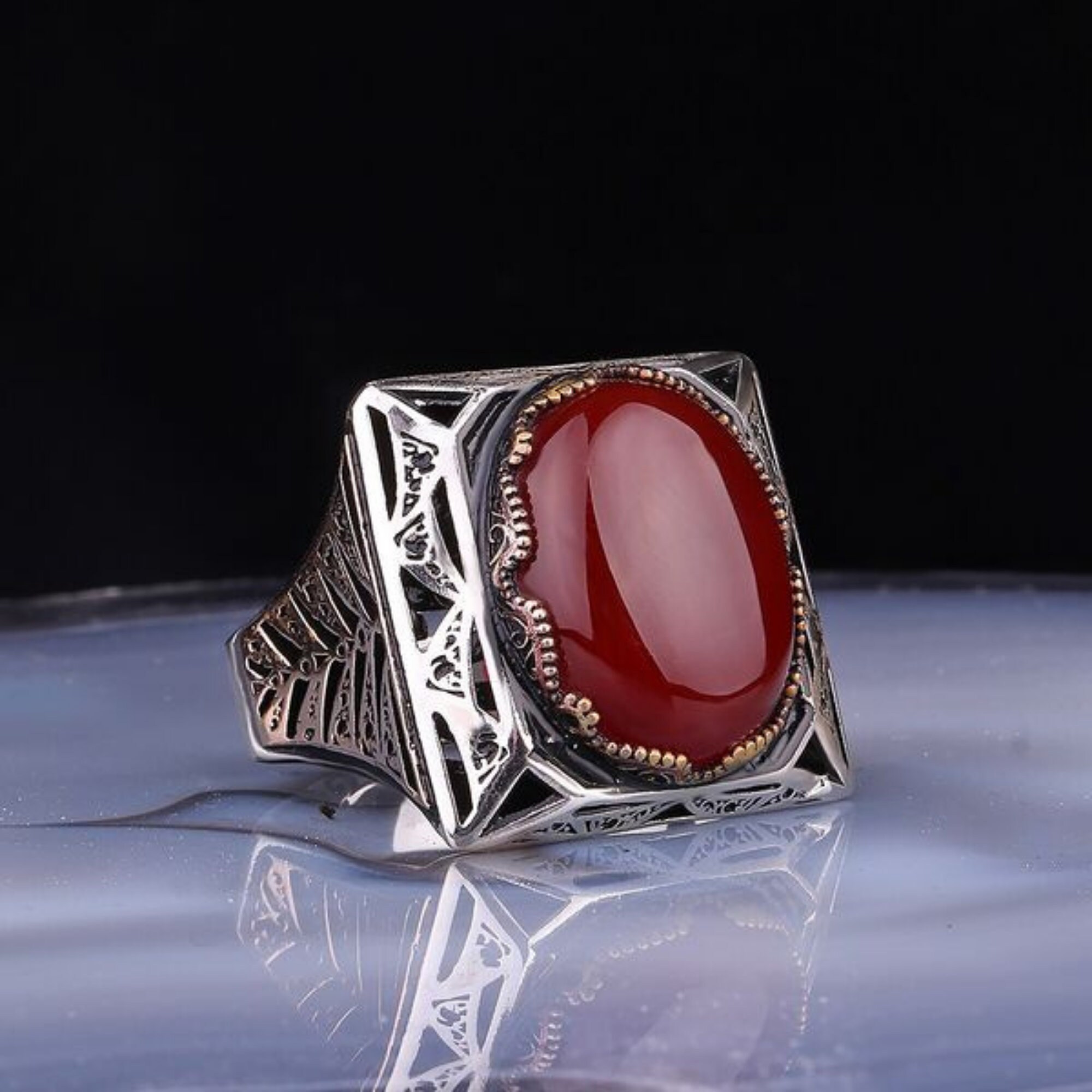 Red Agate Stone Minimal Ring in Silver Natural Gemstone Classic Men  Accessory, Men Silver Jewelry, Classic Men Ring, Summer Jewelry for Men -  Etsy