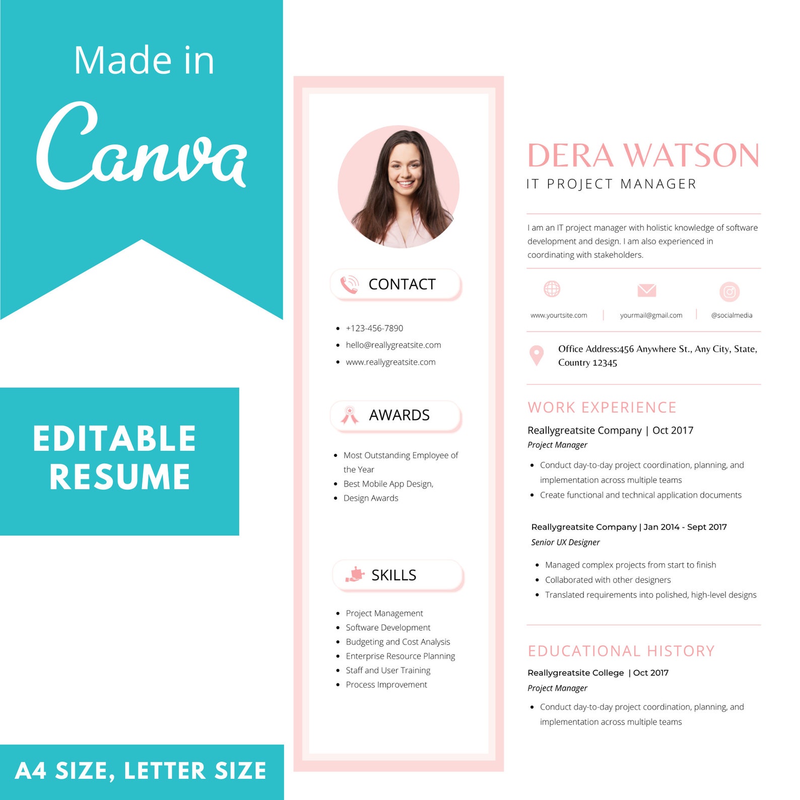 Resume Template Professional Resume EDITABLE Resume Canva Etsy resume-template-professional-resume-editable-resume-canva-etsy
