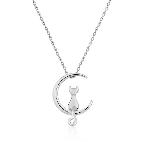 Cat moon pendant best sale necklace