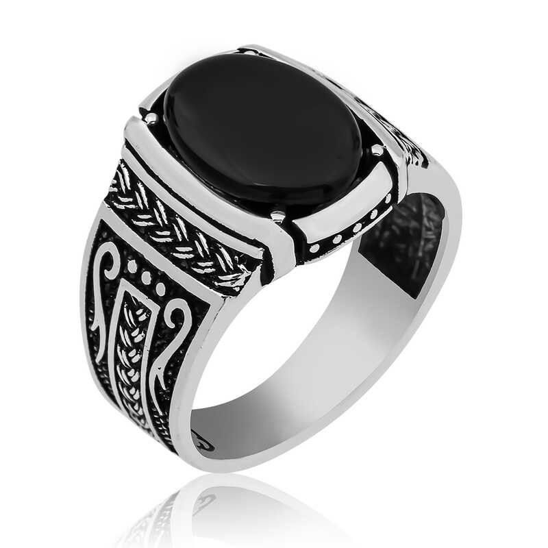 Silver Black Onyx Gemstone Men's Ring Onyx Silver Ring - Etsy