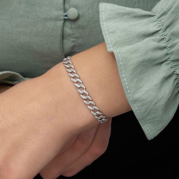 Thick silver on sale bracelet womens