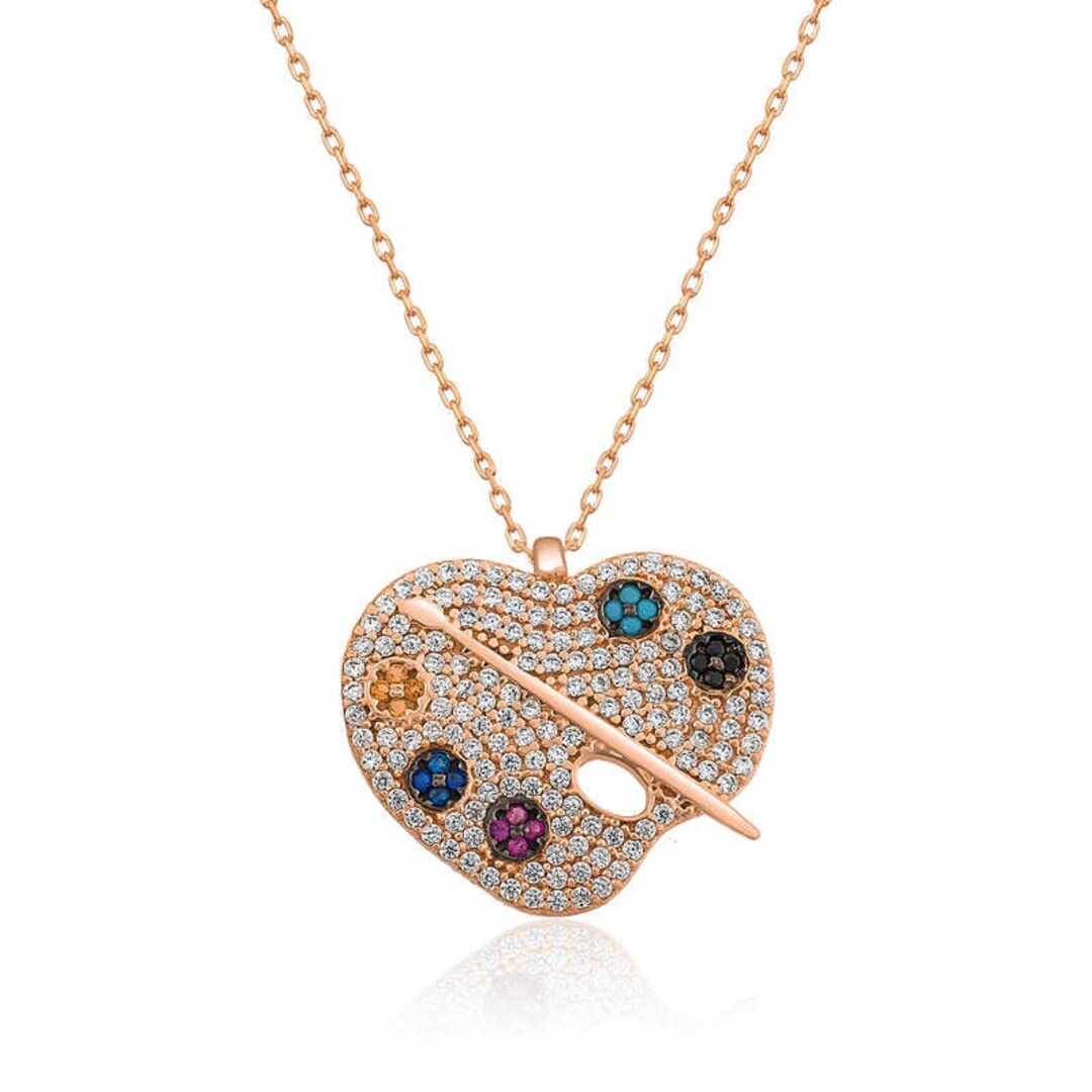 Rose Gold Artist Palette Pendant Necklace, Painter's Necklace, Painter