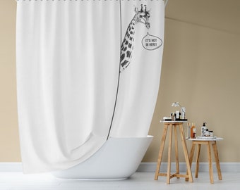 Giraffe Shower Curtain - funny shower curtain, funny bathroom decor, simple shower curtain
