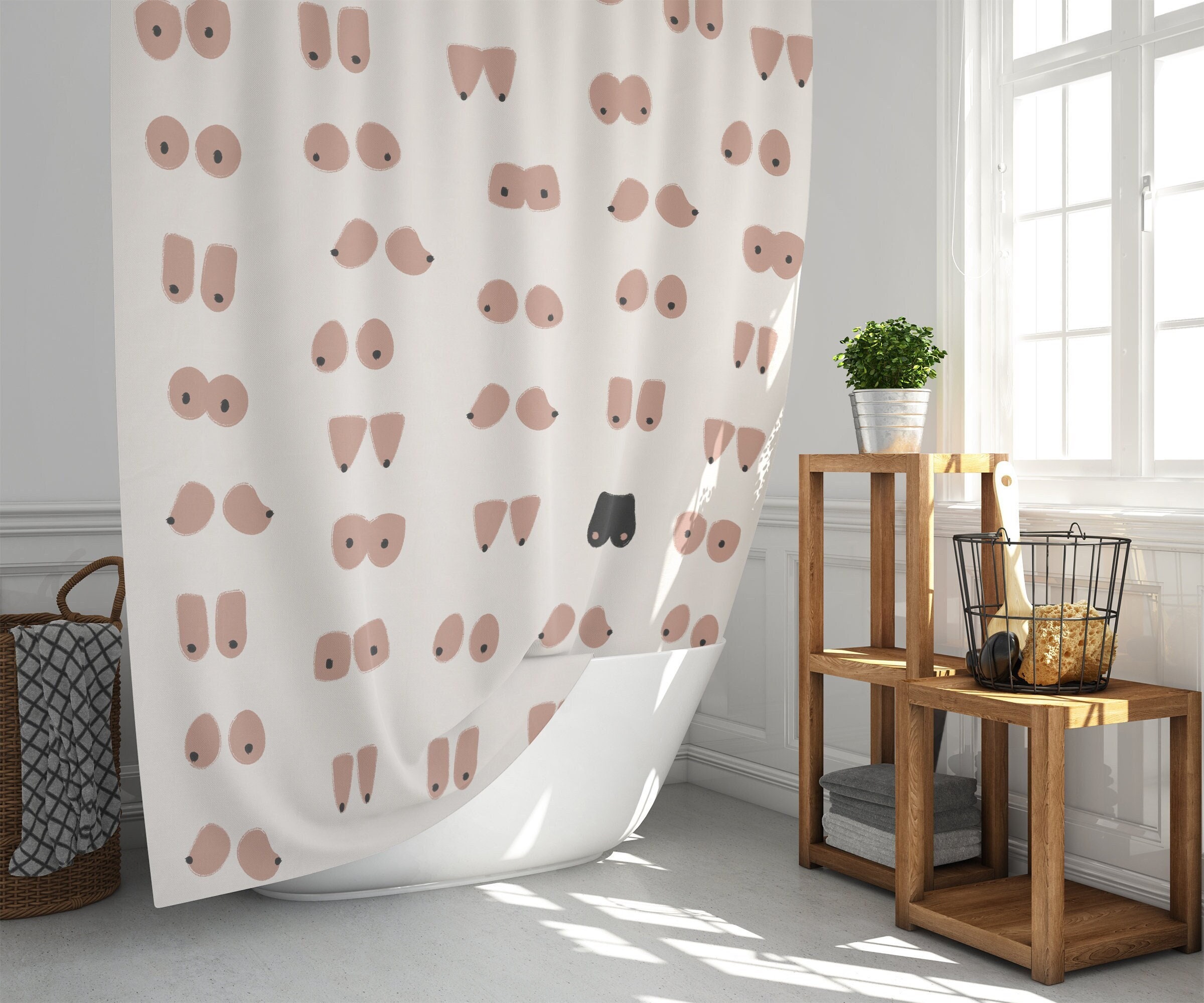 Boob shower curtain deals