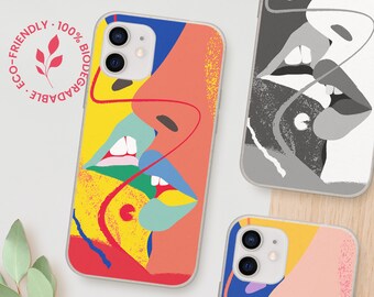 Eco-friendly Phone Case - Biodegradable Case, Plastic Free, iPhone 13 12 11 Pro Max Mini, Samsung Galaxy S21 S20 Ultra Plus, Sensual Kiss