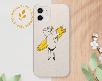 Capa de telefone ecológica - capa biodegradável, sem plástico, iPhone 13 12 11 Pro Max Mini, Samsung Galaxy S21 S20 Ultra Plus, Surfer Of Love