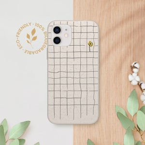 Eco-friendly Phone Case - Biodegradable Case, Plastic Free, iPhone 13 12 11 Pro Max Mini, Samsung Galaxy S21 S20 Ultra Plus, Yellow Flower