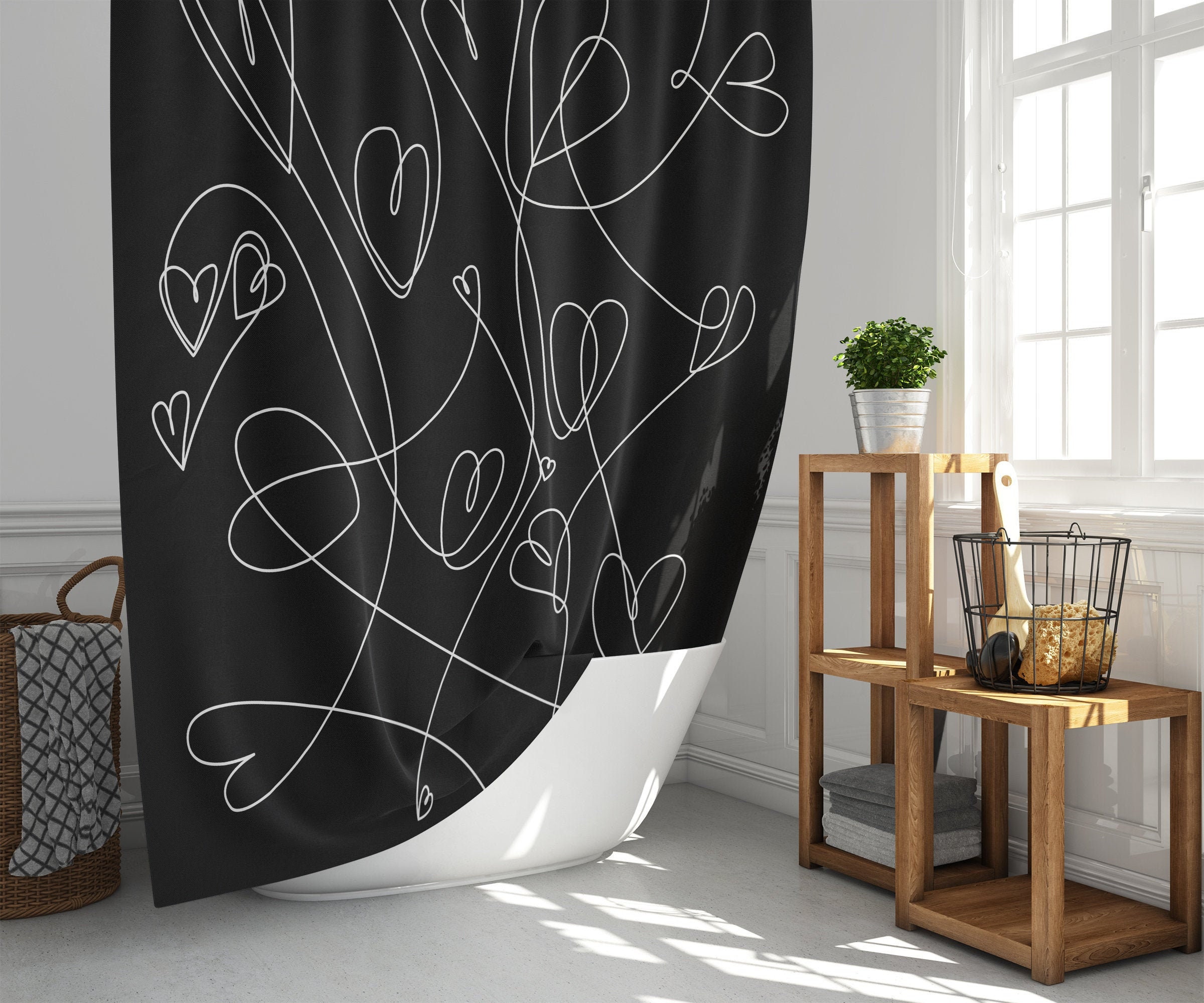 New York Love Pattern Print Bathroom Shower Curtain