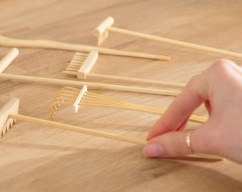 Handcrafted Bamboo Zen Garden Tool Set: 6 Meditation Rakes & Display Box
